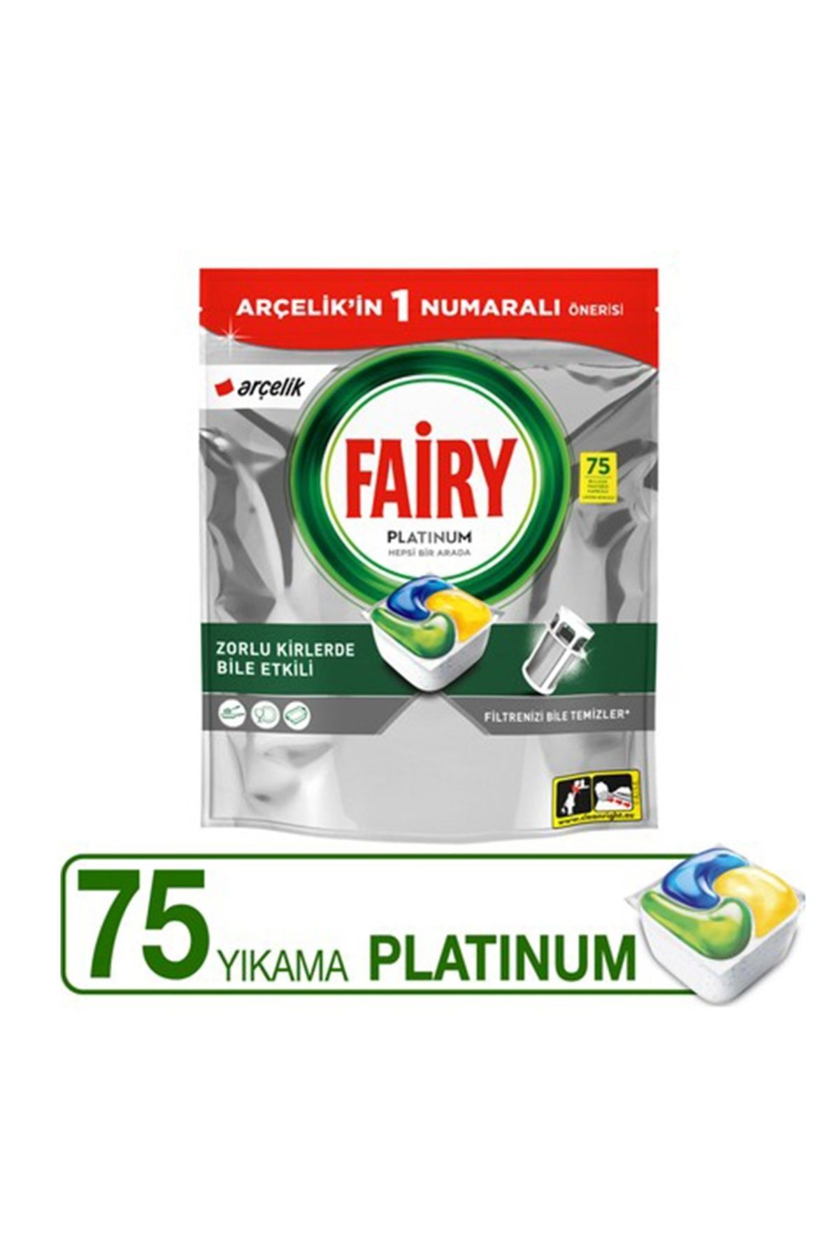 Fairy Platinum Bulaşık Makinesi Deterjanı 75'li