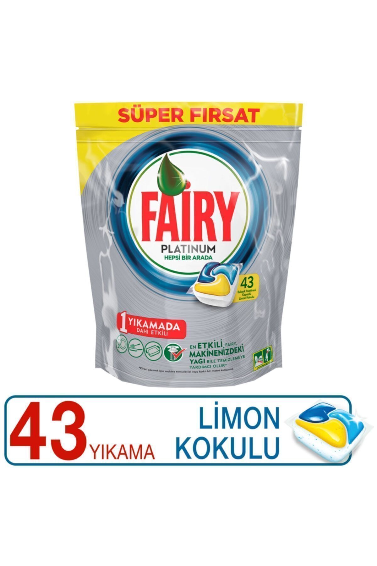 Fairy Platinum Bulaşık Makinesi Deterjanı Kapsülü 43 Yıkama Limon Kokulu