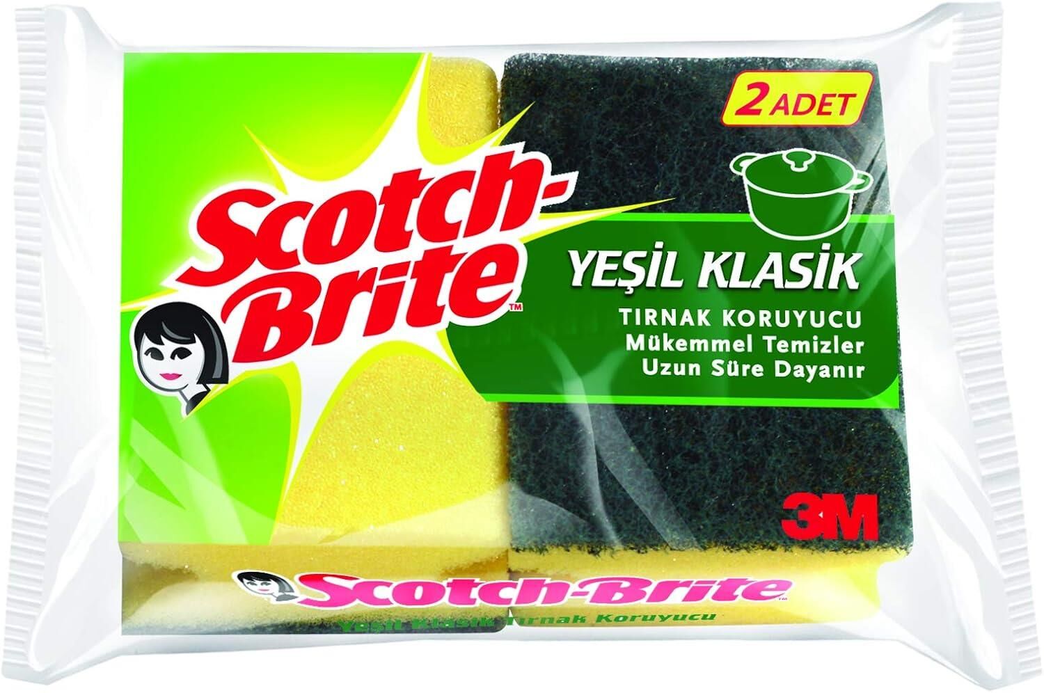 Scotch Brite Bulaşık Süngeri Yeşil 2'li Klasik