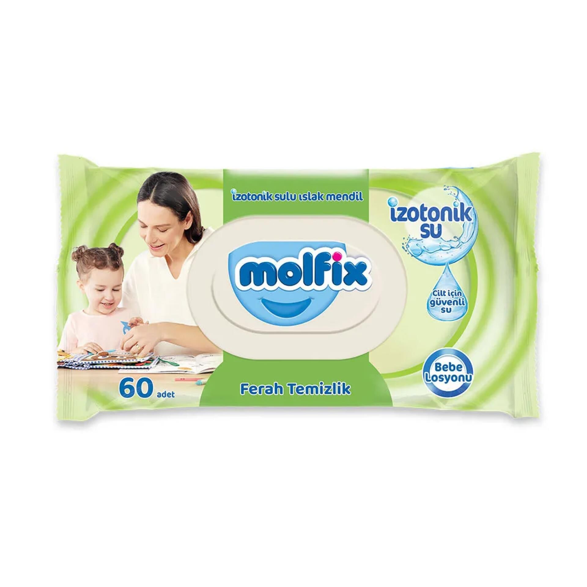 Molfix İzotonik Sulu Islak Mendil Ferah Temizlik 60 Yaprak