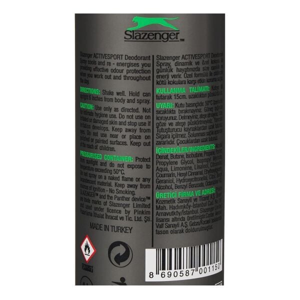 Slazenger Active Sport Erkek Deodorant Yeşil 150 ml
