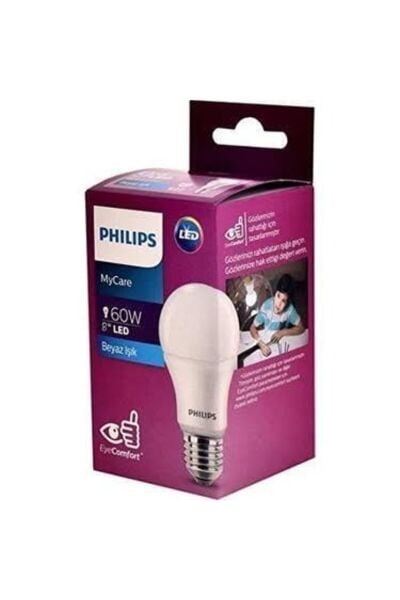 Philips Mycare 8W-60W 6500K Beyaz Işık E27 Duy Led Ampul