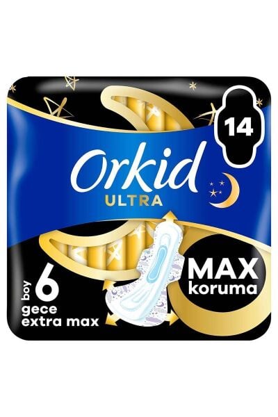 Orkid Hijyenik Ped Ultra Extra Max Dörtlü Gece 14'lü