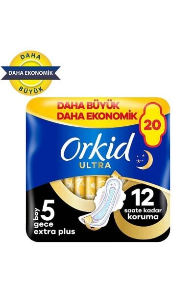 Orkid Hijyenik Ped Ultra Extra Plus Dörtlü Gece 20'li
