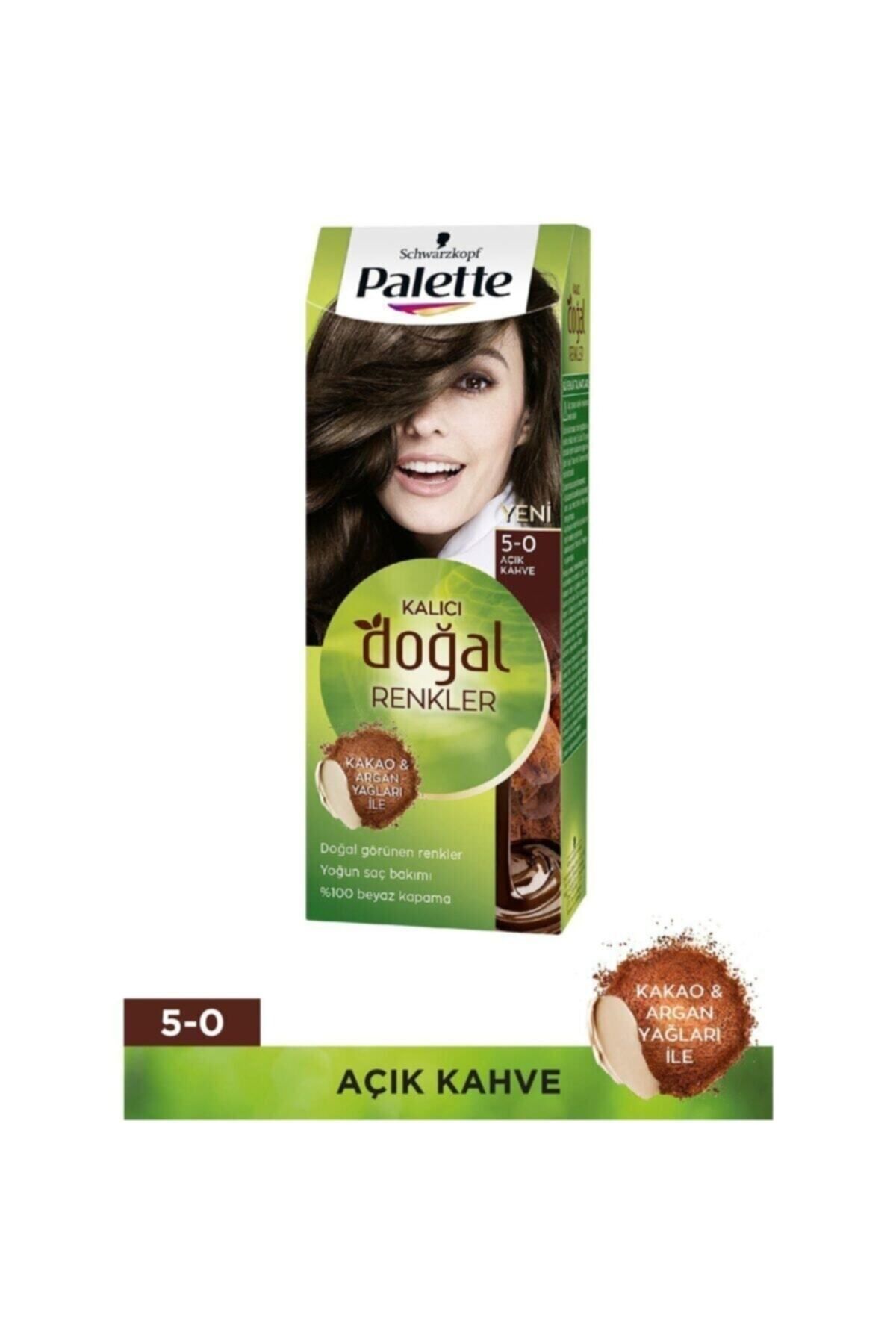 Palette Kalıcı Doğal Renkler Saç Boyası 5-0 Açık Kahve