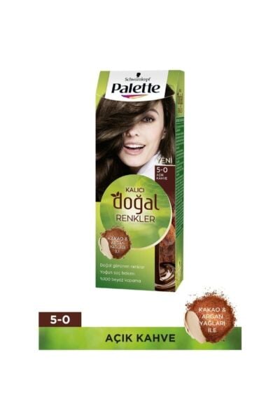 Palette Kalıcı Doğal Renkler Saç Boyası 5-0 Açık Kahve
