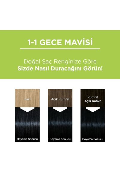Palette Kalıcı Doğal Renkler Saç Boyası 1-1 Gece Mavisi