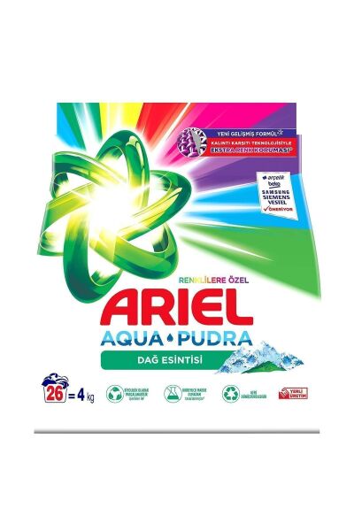 Ariel Parlak Renkler Renkliler için Toz Deterjan 26 Yıkama 4 Kg