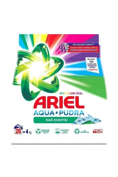 Ariel Parlak Renkler Renkliler için Toz Deterjan 26 Yıkama 4 Kg