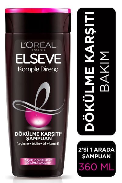 L'Oréal Paris Elseve Komple Direnç 2si1 Arada Dökülme Karşıtı Şampuan 360 Ml