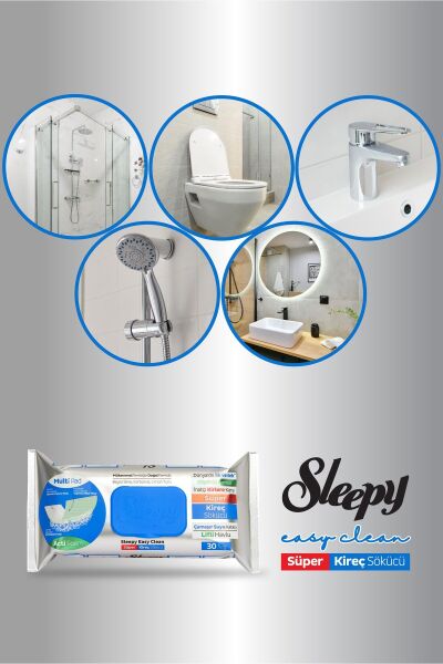 Sleepy Easy Clean Süper Kireç Çözücü Yüzey Temizlik Havlusu & Mendili 30 Yaprak