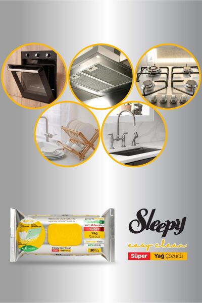 Sleepy Easy Clean Süper Yağ Çözücü Yüzey Temizlik Havlusu&Mendili 30 Yaprak