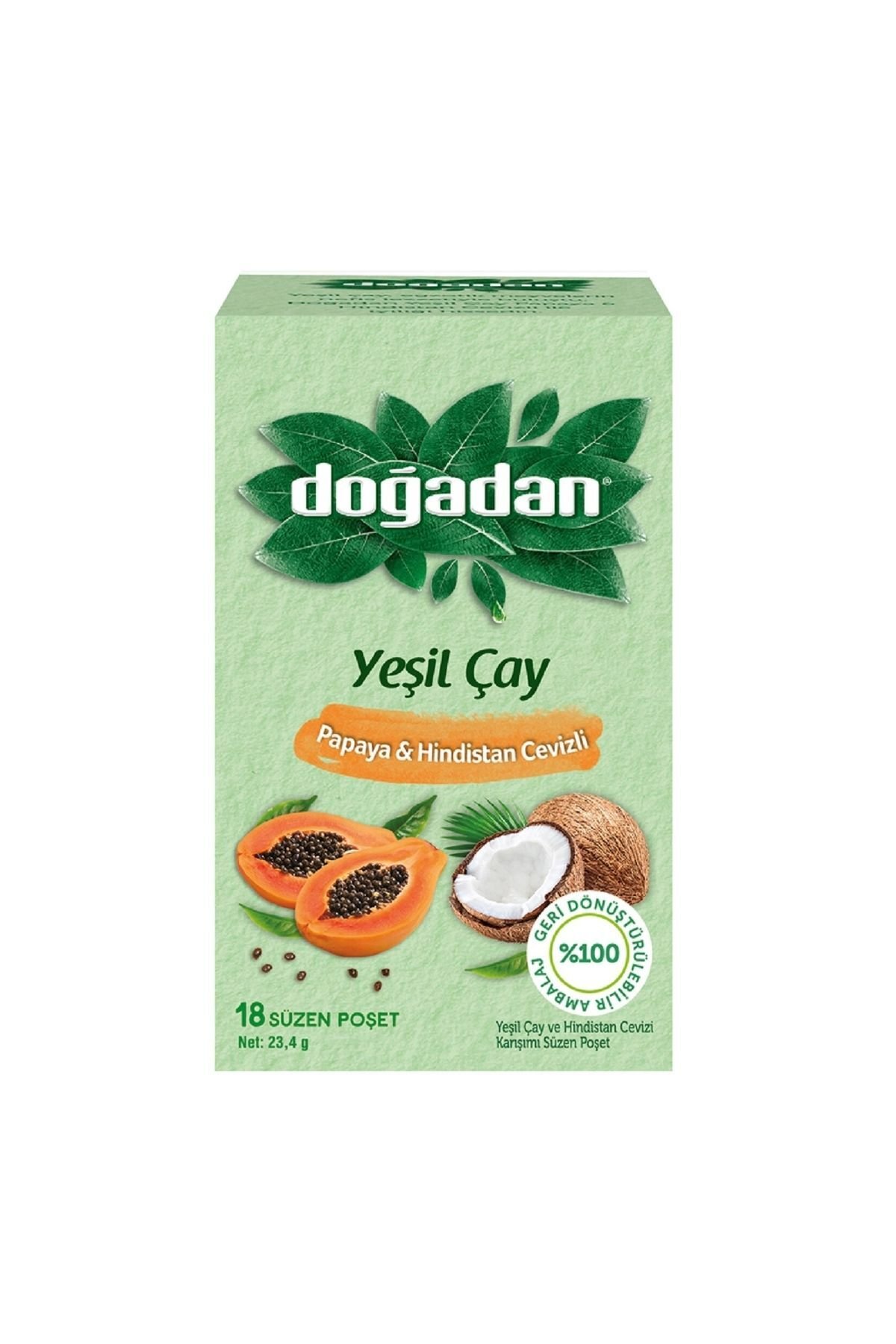 Doğadan Yeşil Çay Papaya & Hindistan Cevizli 18'li