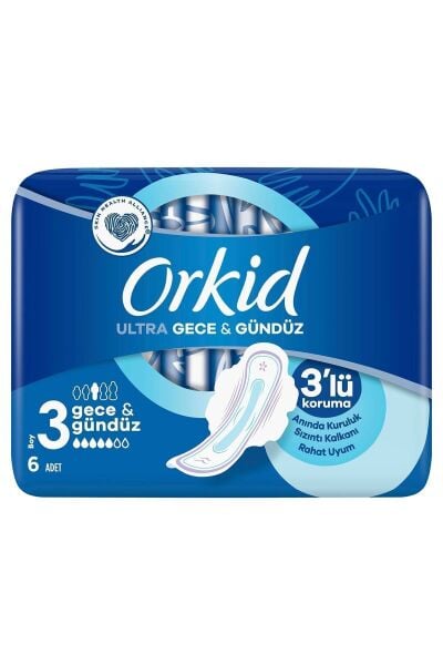 Orkid Ultra Hijyenik Ped Gece & Gündüz Tekli Paket 6'lı