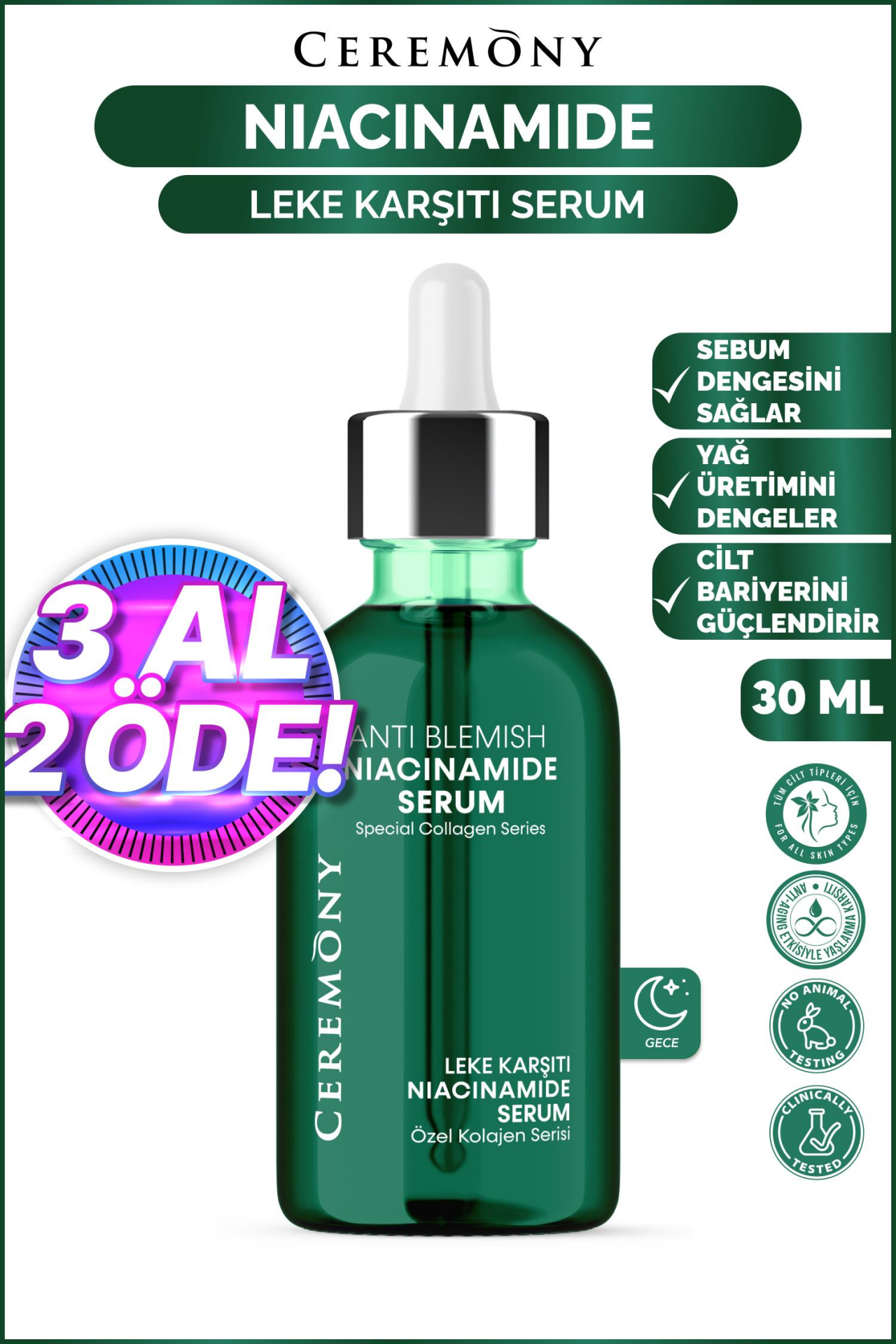 Ceremony Niacinamide Koruyucu-Onarıcı Cilt Bakım Serumu 30 ml