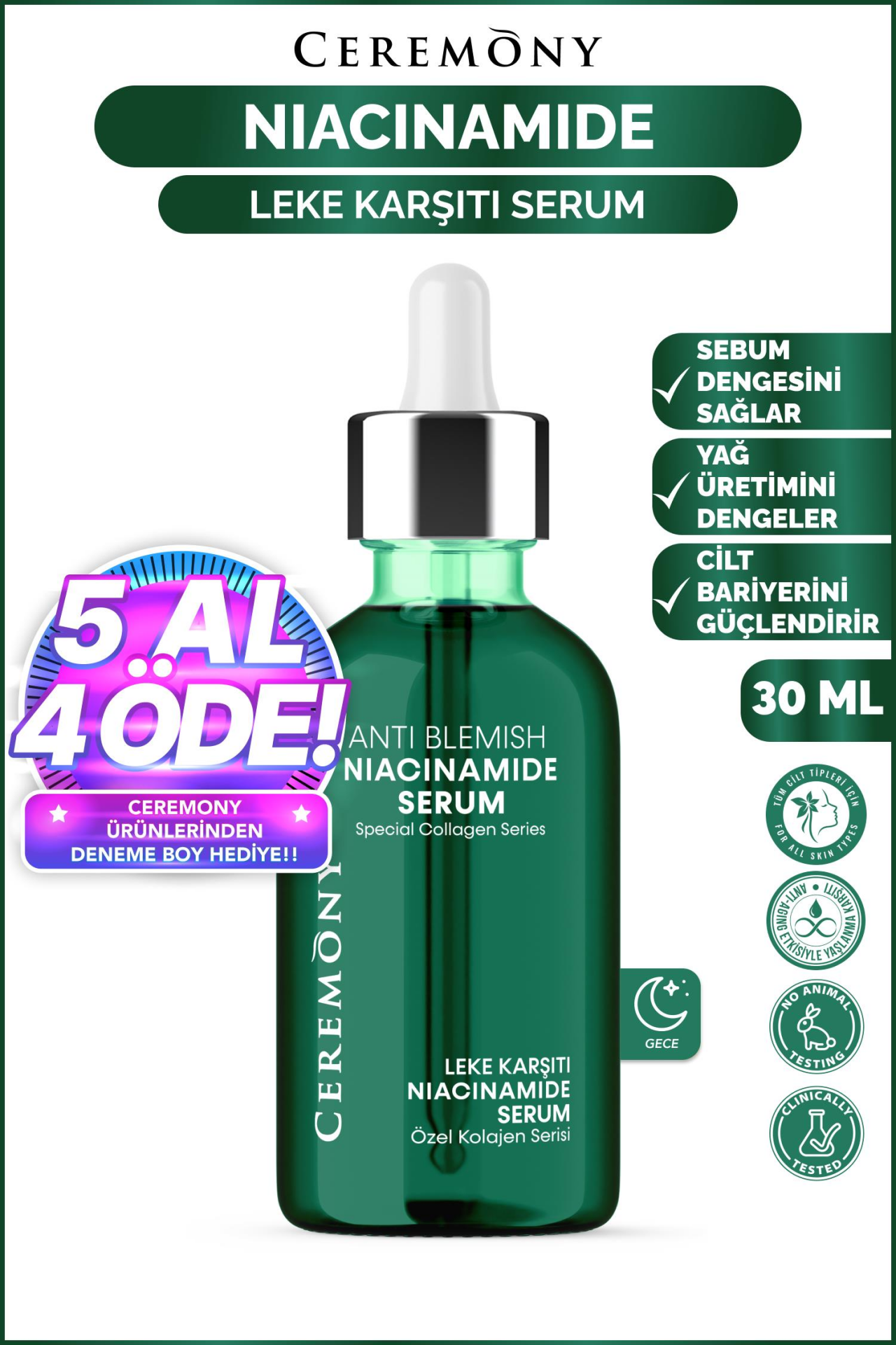 Ceremony Niacinamide Koruyucu-Onarıcı Cilt Bakım Serumu 30 ml