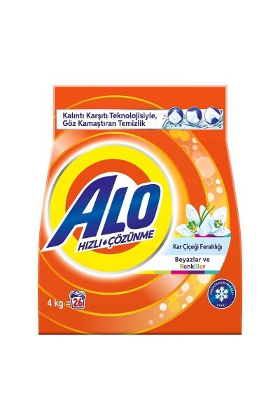 Alo 4 Kg Kar Çiçeği Ferahlğı Beyazlar Ve Renkliler Hızlı Çözülme Toz Deterjan