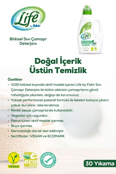 Fakir By Life Bitkisel Çamaşır Deterjanı 1500 Ml