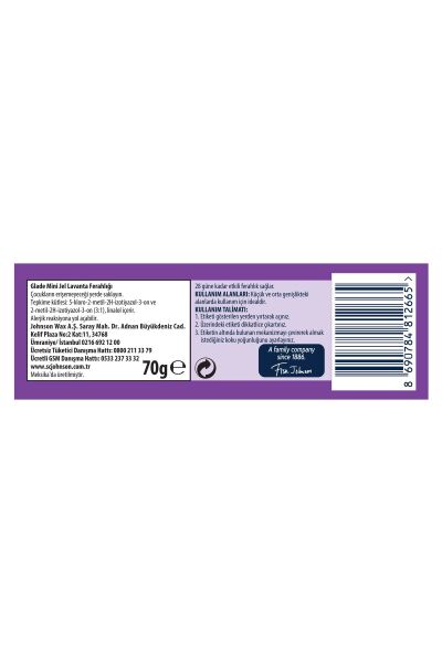 Glade Mini Jel Lavanta Ferahlığı 70 Gr