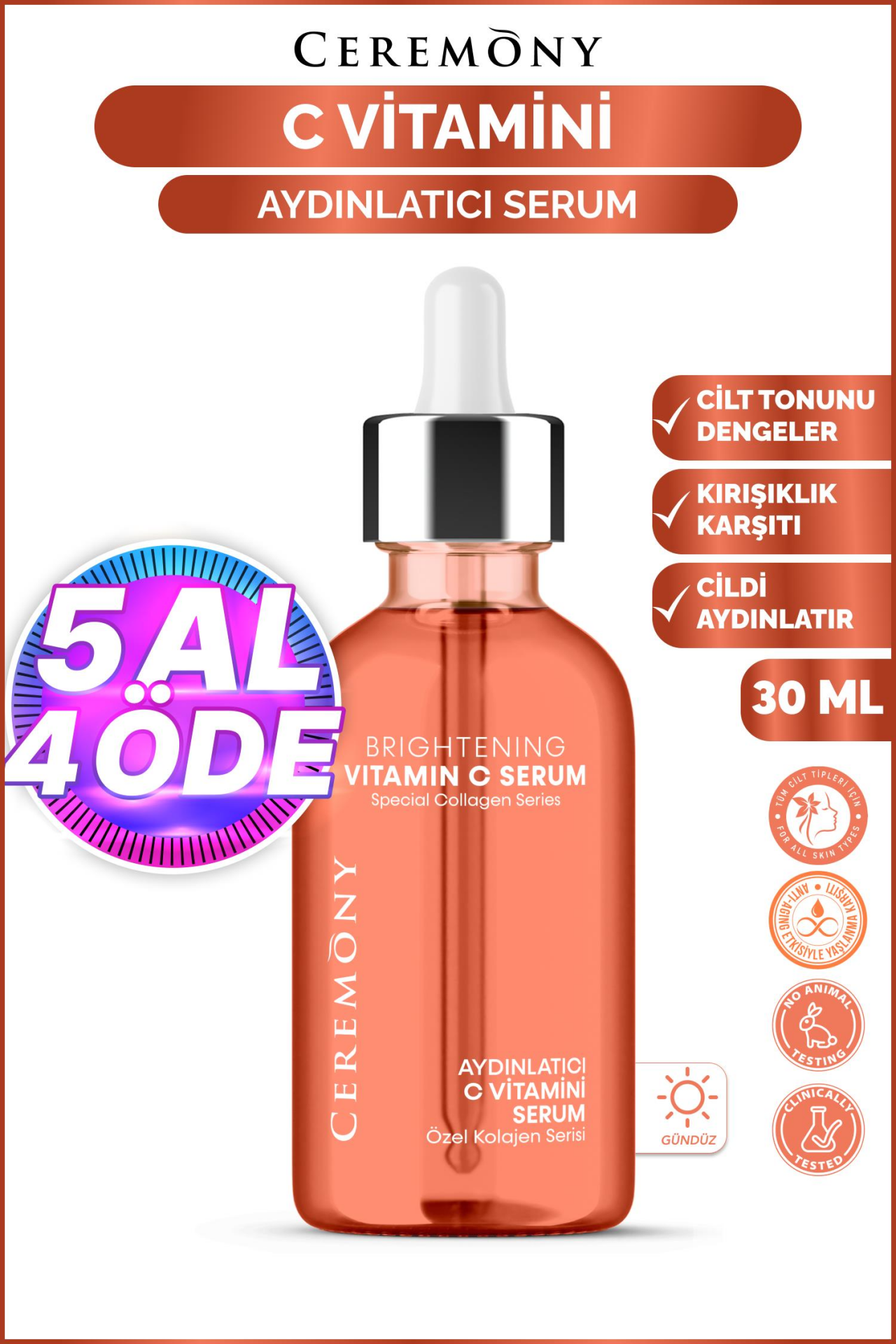 Ceremony C Vitamini Aydınlatıcı Cilt Bakım Serumu 30 ml
