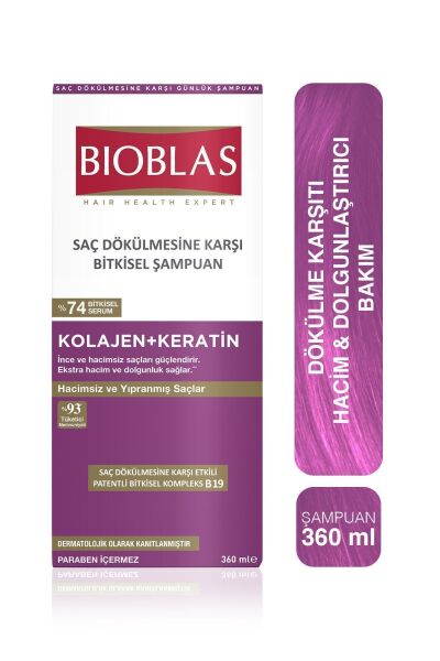 Bioblas Kolajen ve Keratin Dolgunlaştırıcı ve Onarıcı Şampuan 360 ml