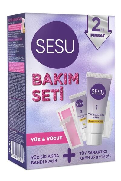 Sesu Tüy Sarartıcı Krem 35g + 18g &Yüz Ağda Bandı 8'li