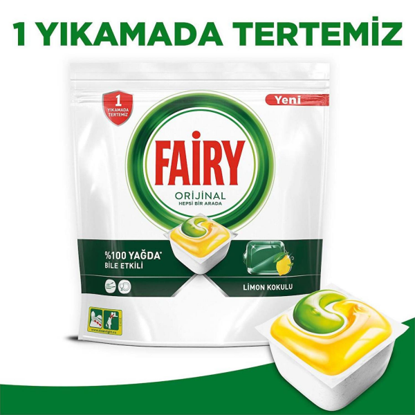 Fairy Hepsi Bir Arada 60 Yıkama Bulaşık Makinesi Deterjanı Kapsülü Limon Kokulu