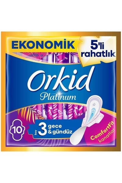 Orkid Platinum Hijyenik Ped Gece Eko 10'lu