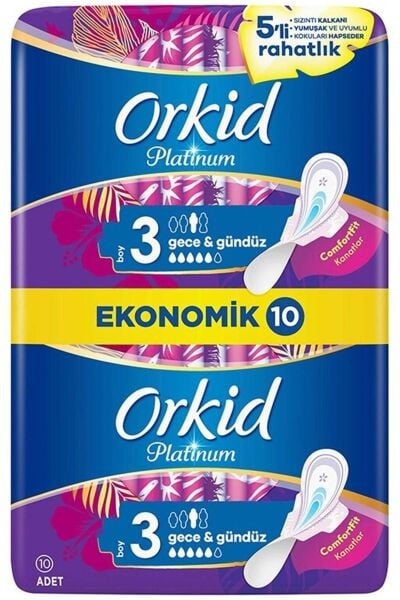 Orkid Platinum Hijyenik Ped Gece Eko 10'lu