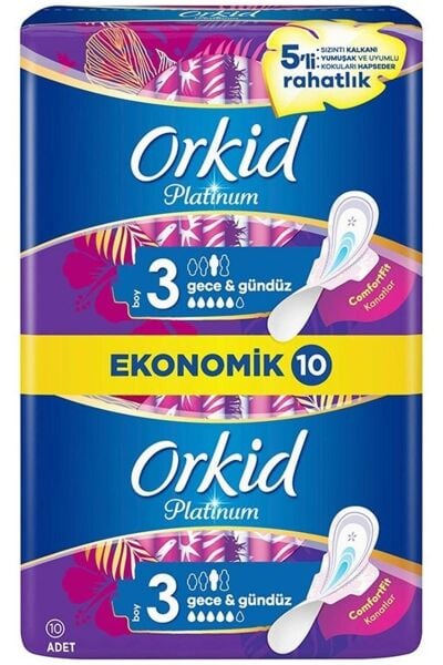 Orkid Platinum Hijyenik Ped Gece Eko 10'lu