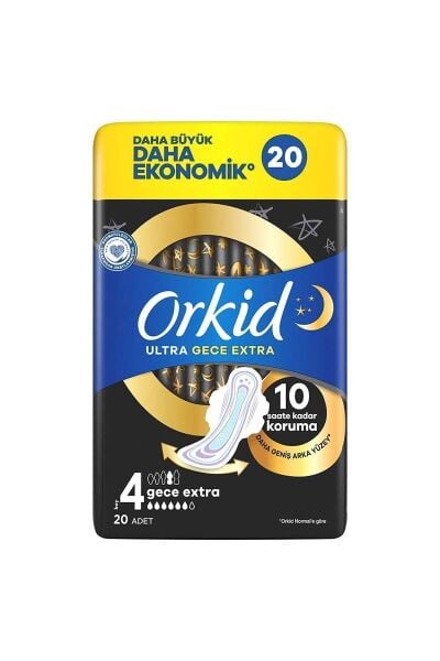 Orkid Hijyenik Ped Ultra Extra Dörtlü Gece 20'li