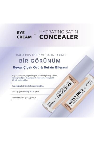 Pastel Eye Cream + Hydrating Satin Concealer - Göz kremi + Göz Altı Kapatıcısı 62 Ivory