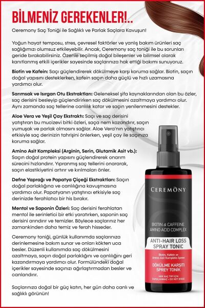 Ceremony Biotin & Kafein & Amino Kompleks İçeren Dökülme Karşıtı Saç Sprey Toniği 250 ml