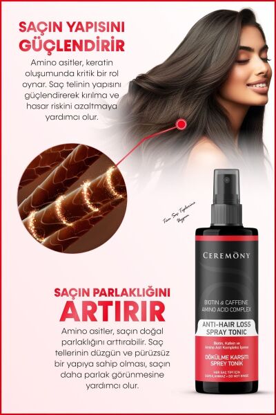 Ceremony Biotin & Kafein & Amino Kompleks İçeren Dökülme Karşıtı Saç Sprey Toniği 250 ml