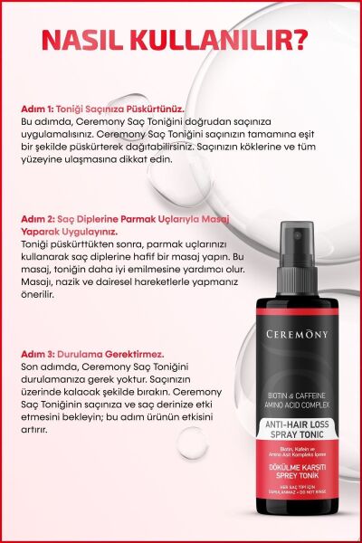 Ceremony Biotin & Kafein & Amino Kompleks İçeren Dökülme Karşıtı Saç Sprey Toniği 250 ml