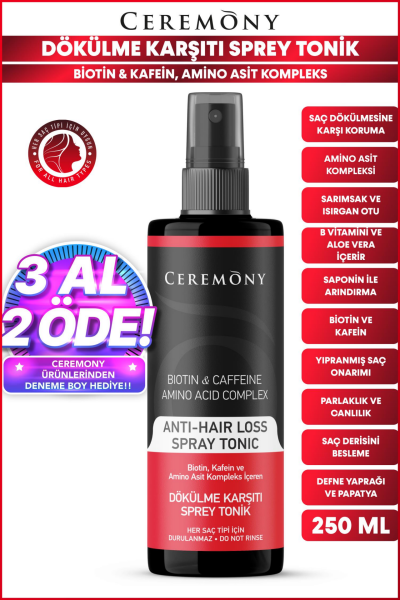 Ceremony Biotin & Kafein & Amino Kompleks İçeren Dökülme Karşıtı Saç Sprey Toniği 250 ml