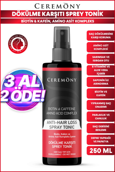 Ceremony Biotin & Kafein & Amino Kompleks İçeren Dökülme Karşıtı Saç Sprey Toniği 250 ml