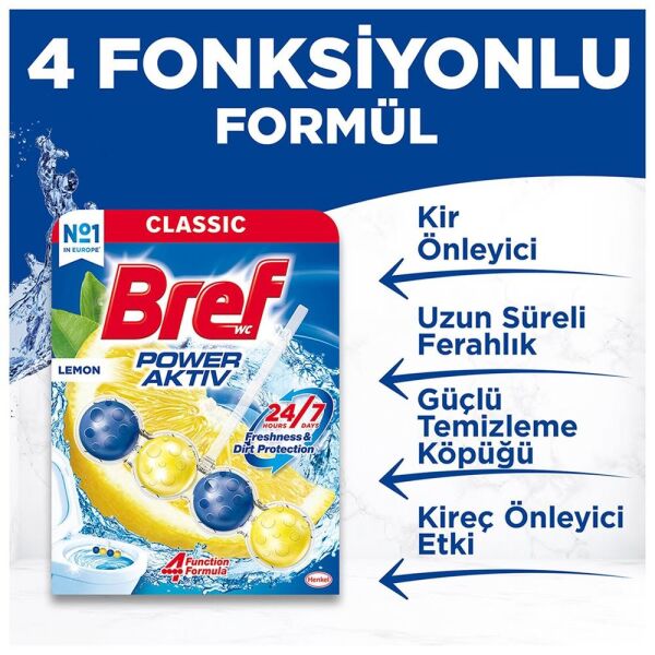 Bref Power Aktiv Katı Klozet Blok Limon Kokulu 2'li Paket