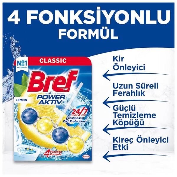 Bref Power Aktiv Katı Klozet Blok Limon Kokulu 2'li Paket