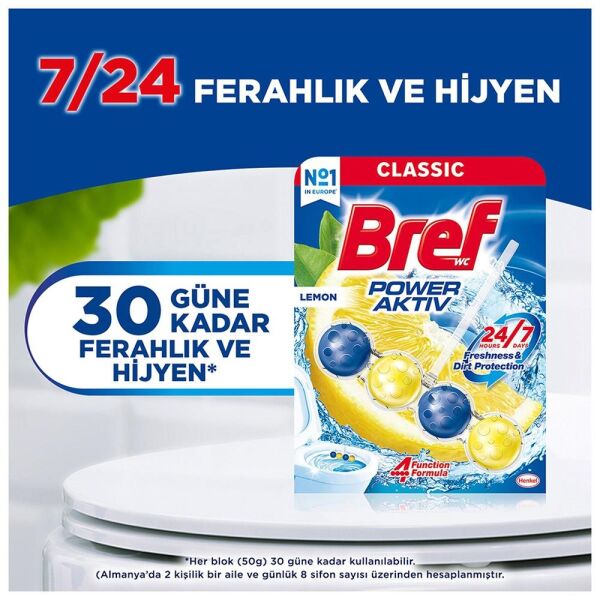 Bref Power Aktiv Katı Klozet Blok Limon Kokulu 2'li Paket