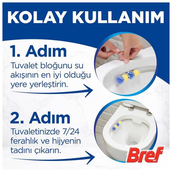 Bref Power Aktiv Katı Klozet Blok Limon Kokulu 2'li Paket