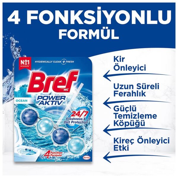 Bref Power Aktiv Katı Klozet Blok Okyanus Kokulu 2'li Paket