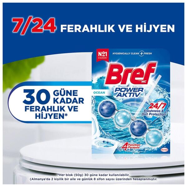Bref Power Aktiv Katı Klozet Blok Okyanus Kokulu 2'li Paket