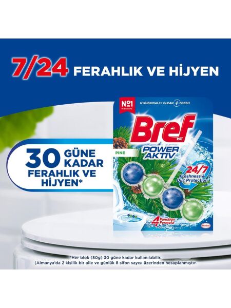 Bref Power Aktiv Katı Klozet Blok Çam Kokulu 2'li Paket