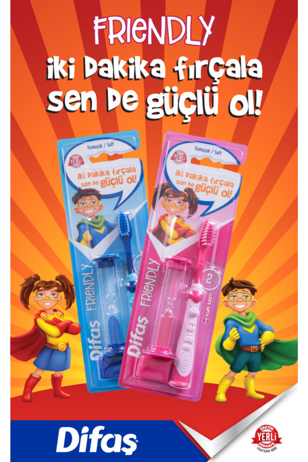 Friendly Çocuk Diş Fırçası Yumuşak + Kum Saati Yeşil Renk