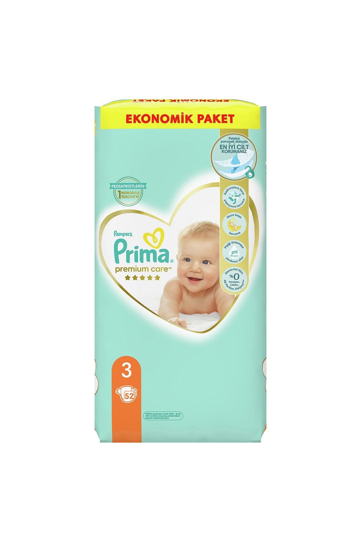 Bebek Bezi Premium Care 3 Beden 52 Adet Ekonomik Paket
