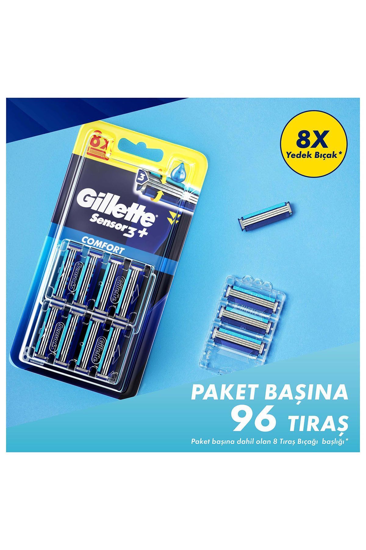 Sensor3+ Comfort 8'li Yedek Bıçak Başlığı