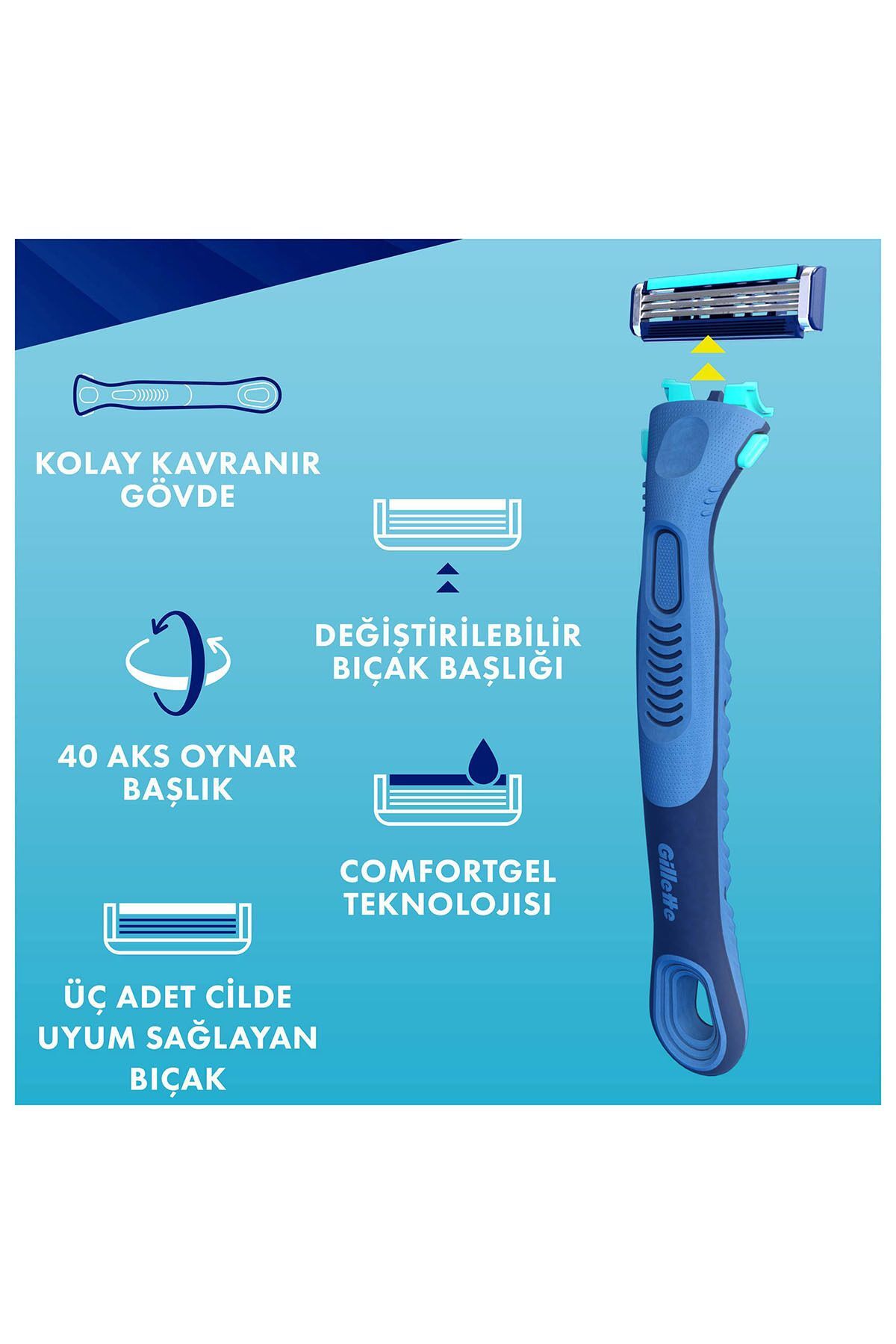Sensor3+ Comfort 8'li Yedek Bıçak Başlığı