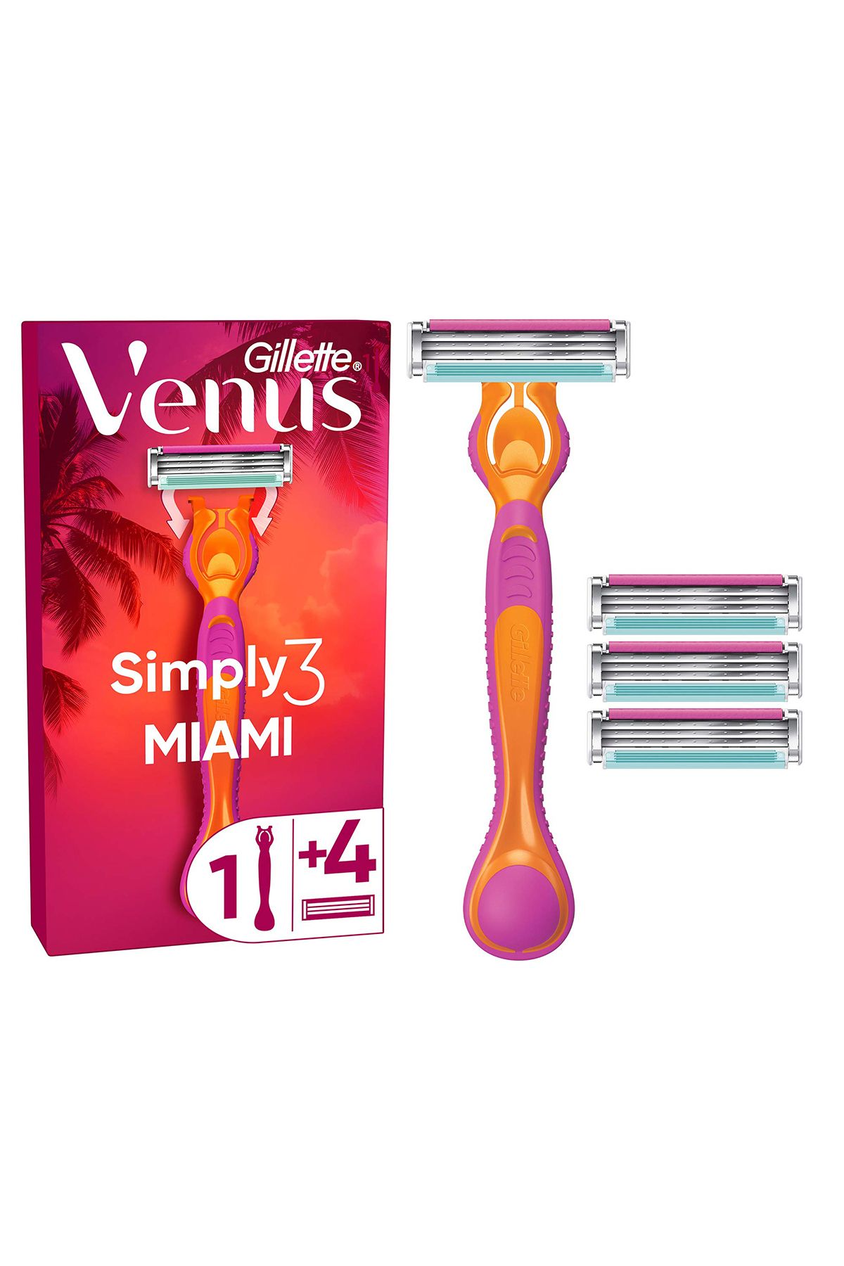 Simply Venus 3 Miami Tıraş Makinesi Gövdesi + 4 Bıçak
