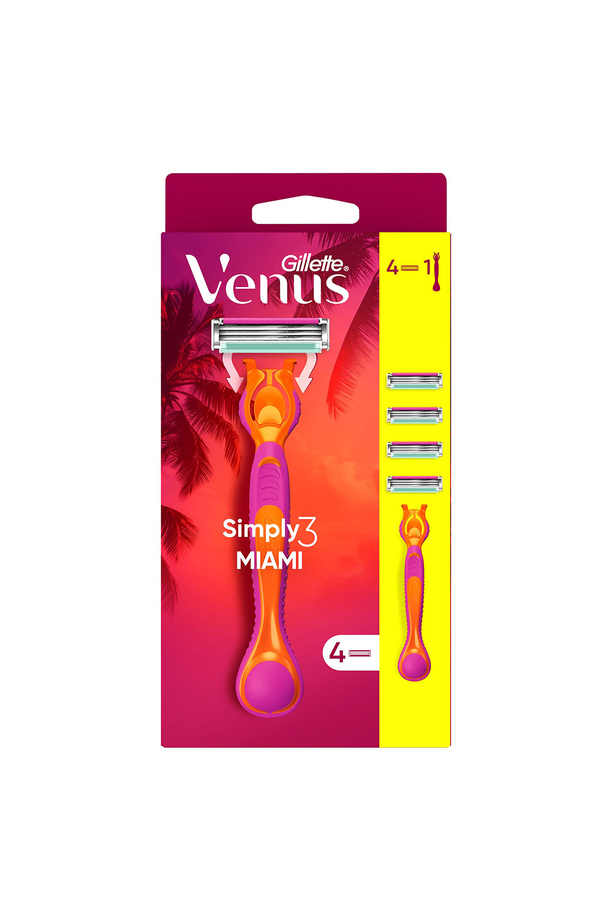Simply Venus 3 Miami Tıraş Makinesi Gövdesi + 4 Bıçak